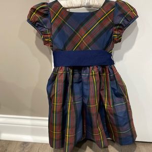 Girls size 24months Ralph Lauren Navy plaid dress.